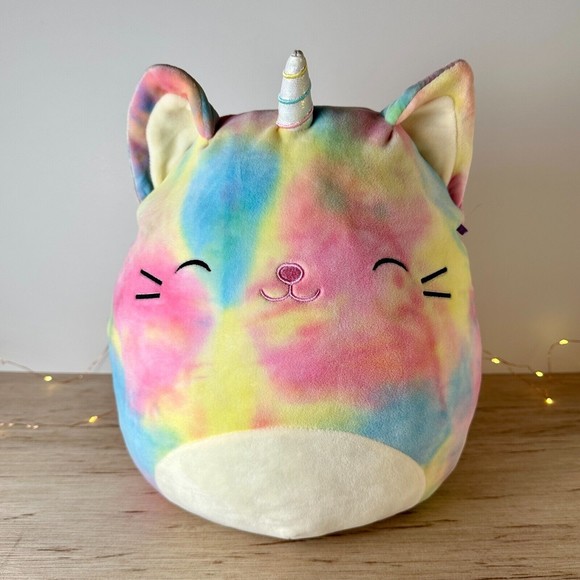 Squishmallow Galeria Caticorn Rainbow Pastel Tie Dye Aprx 12"-14" Cat Plush Rare - Picture 1 of 10